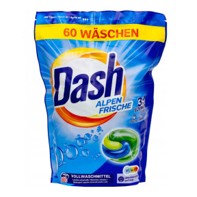 Dash 3в1 капсулы для стирки универсальные Alpen Frische, 60 шт
